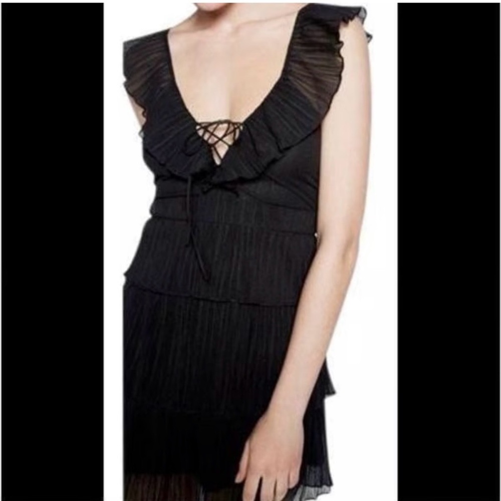 Express Black Fit & Flare Tiered Mini Dress Size XS